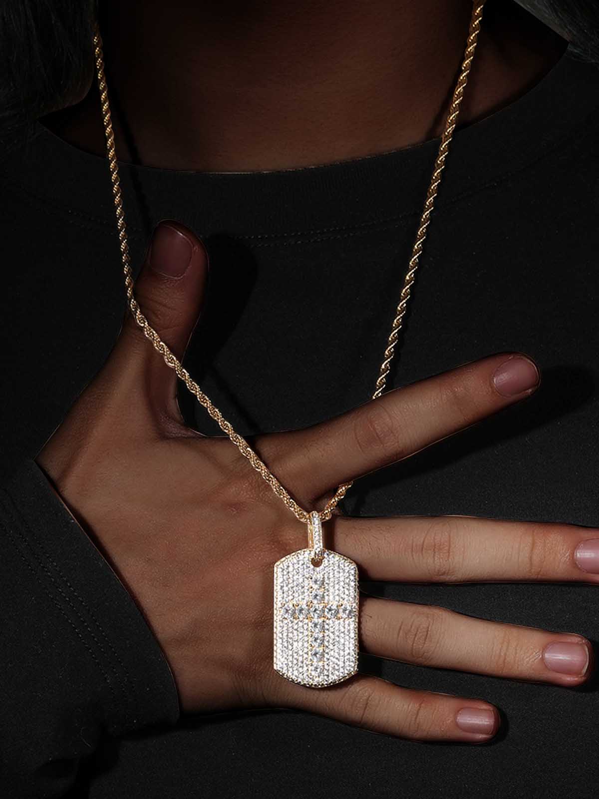Full-Diamond Crucifix Square Copper Necklace - Image 5