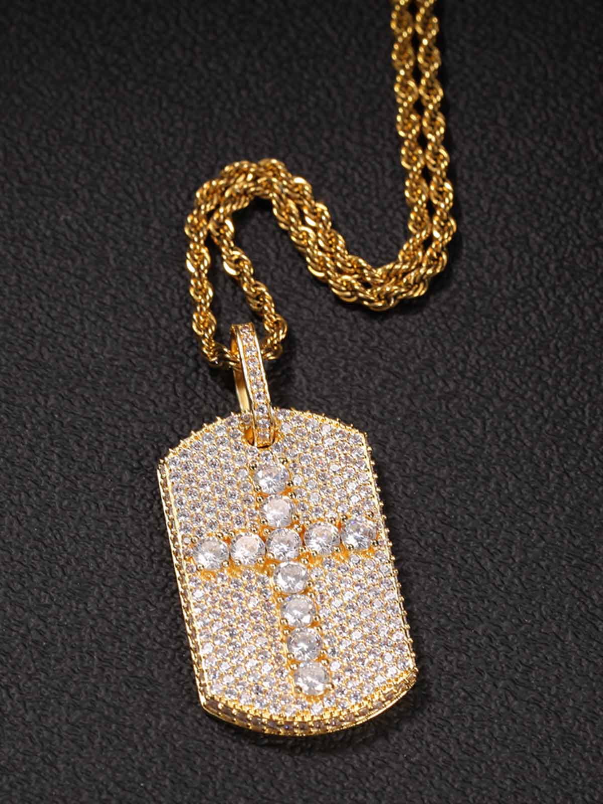 Full-Diamond Crucifix Square Copper Necklace - Image 7