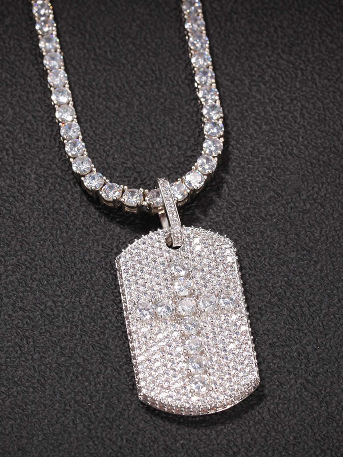 Full-Diamond Crucifix Square Copper Necklace - Image 9