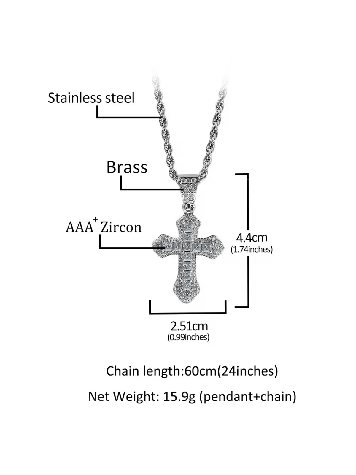 Full Pave Cross Necklace - Image 9