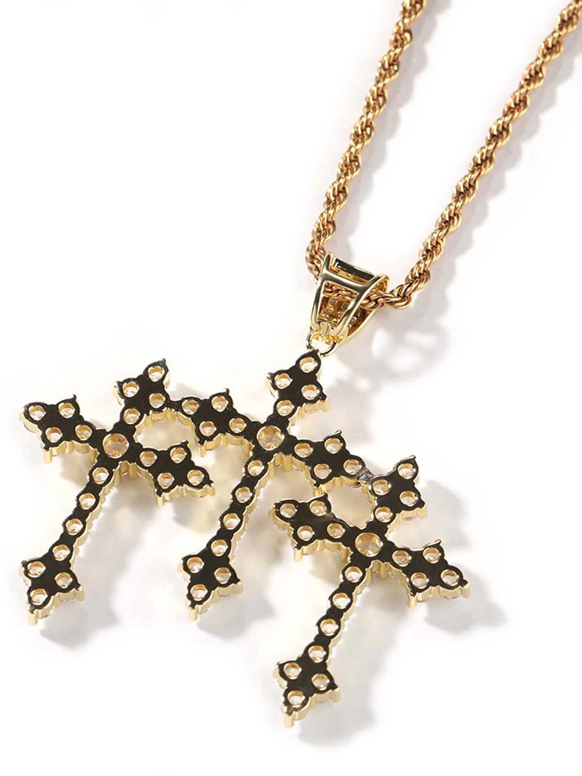 Full zirconium fine cross pendant copper inset zircon necklace - Image 2