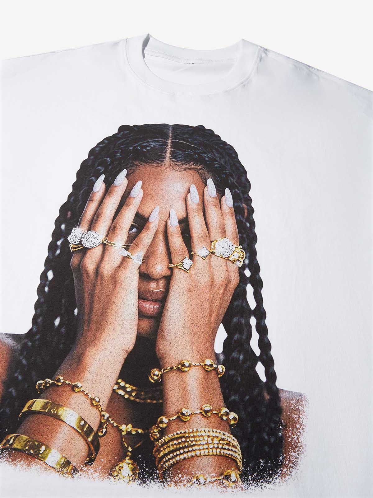 Boxy oversized T-shirt Girl & Her Gilded Nail Art Print T-Shirt - Image 6