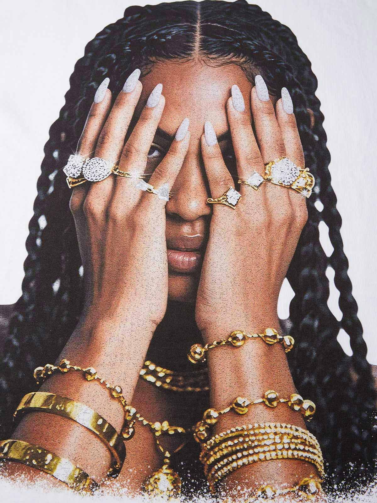 Boxy oversized T-shirt Girl & Her Gilded Nail Art Print T-Shirt - Image 7