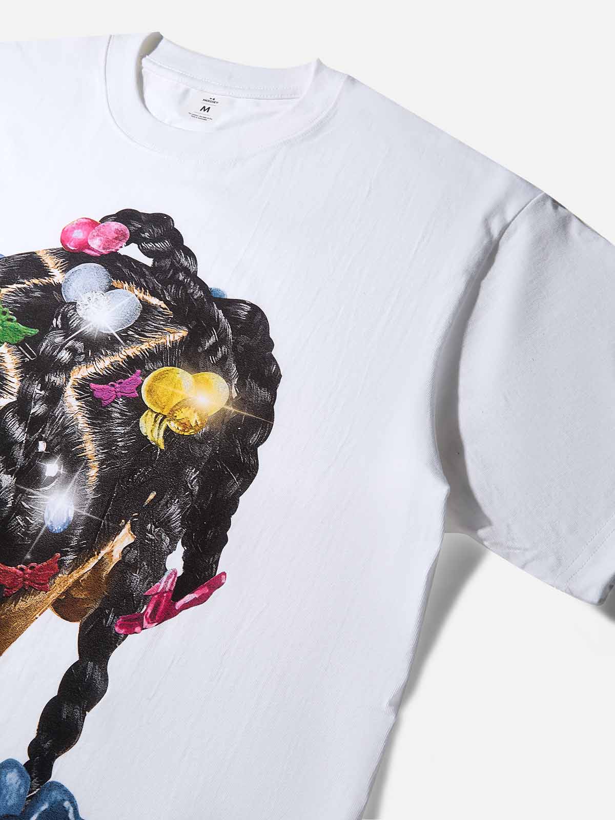 Girlish Braided Hair Art Print T-shirt - Image 8