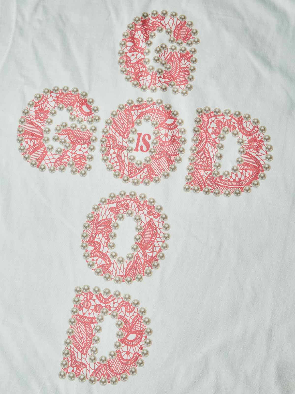 GOD IS GOOD! Lace Pearl Edge Print Tank Top - Image 2