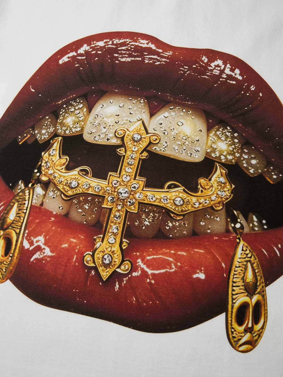 Gold Diamond Ring and Mask Culture Lip Print Tank Top - Image 3