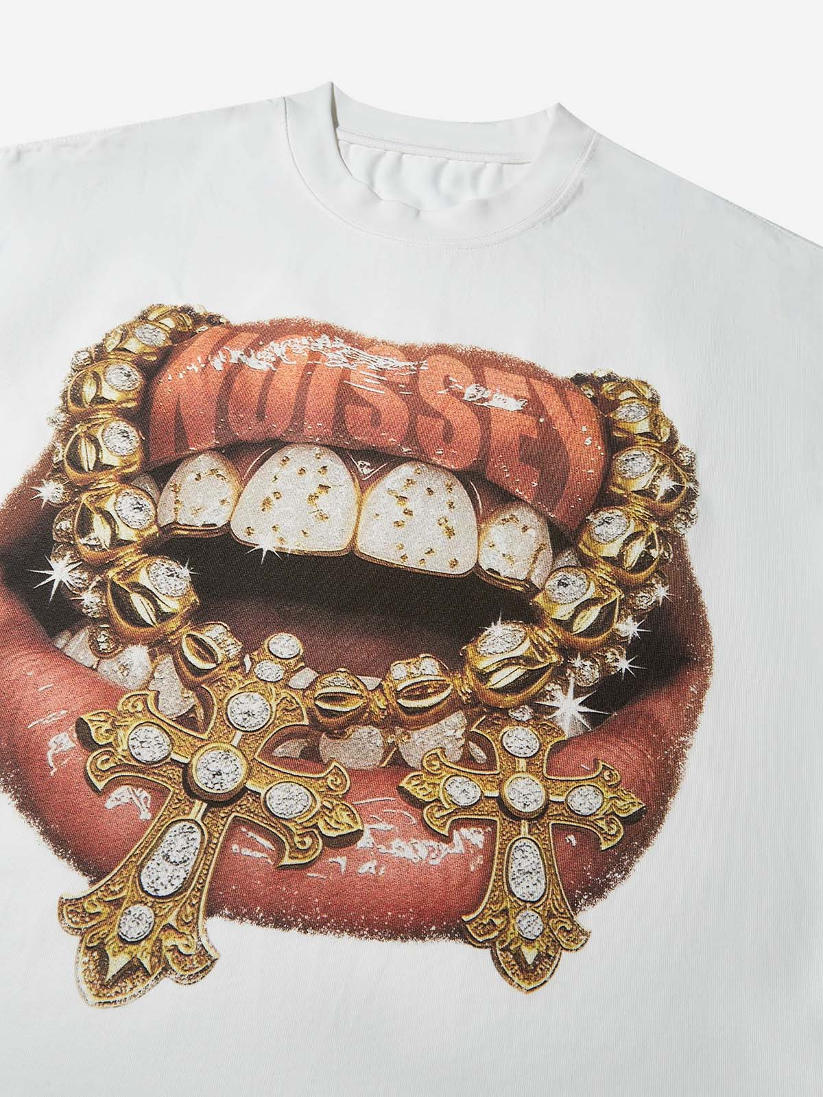 NOISSEY "Gold Cross Chain" Grillz Cooling Boxy Tee - Image 6