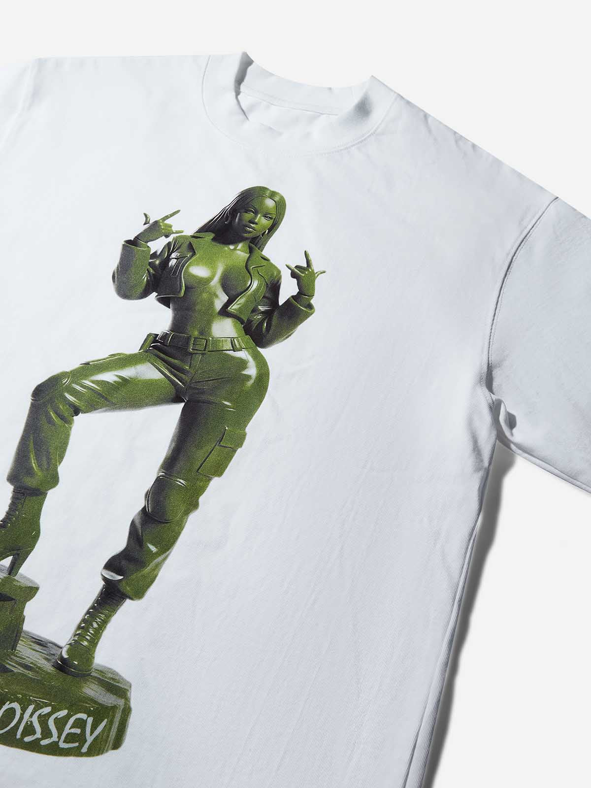 Green Toy Soldier Female Sculpture Print T-shirt - Image 5