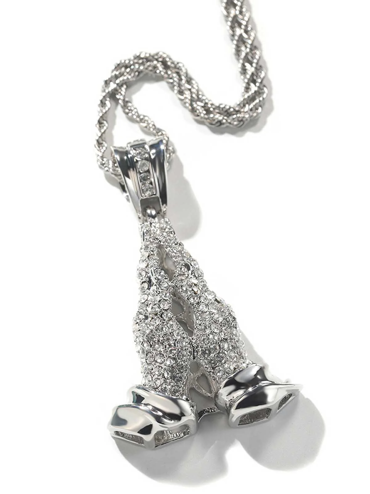 Hands Praying Full Diamond Necklace - Image 2