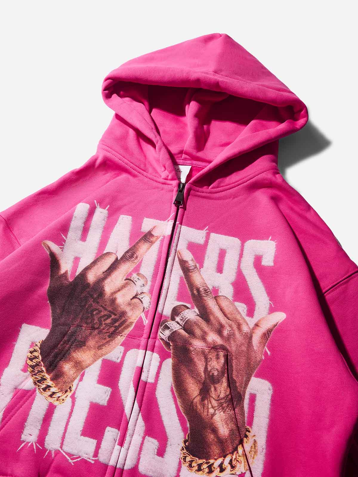 HATERS PRESSED! Pink Warm Printed Hoodie - Image 3