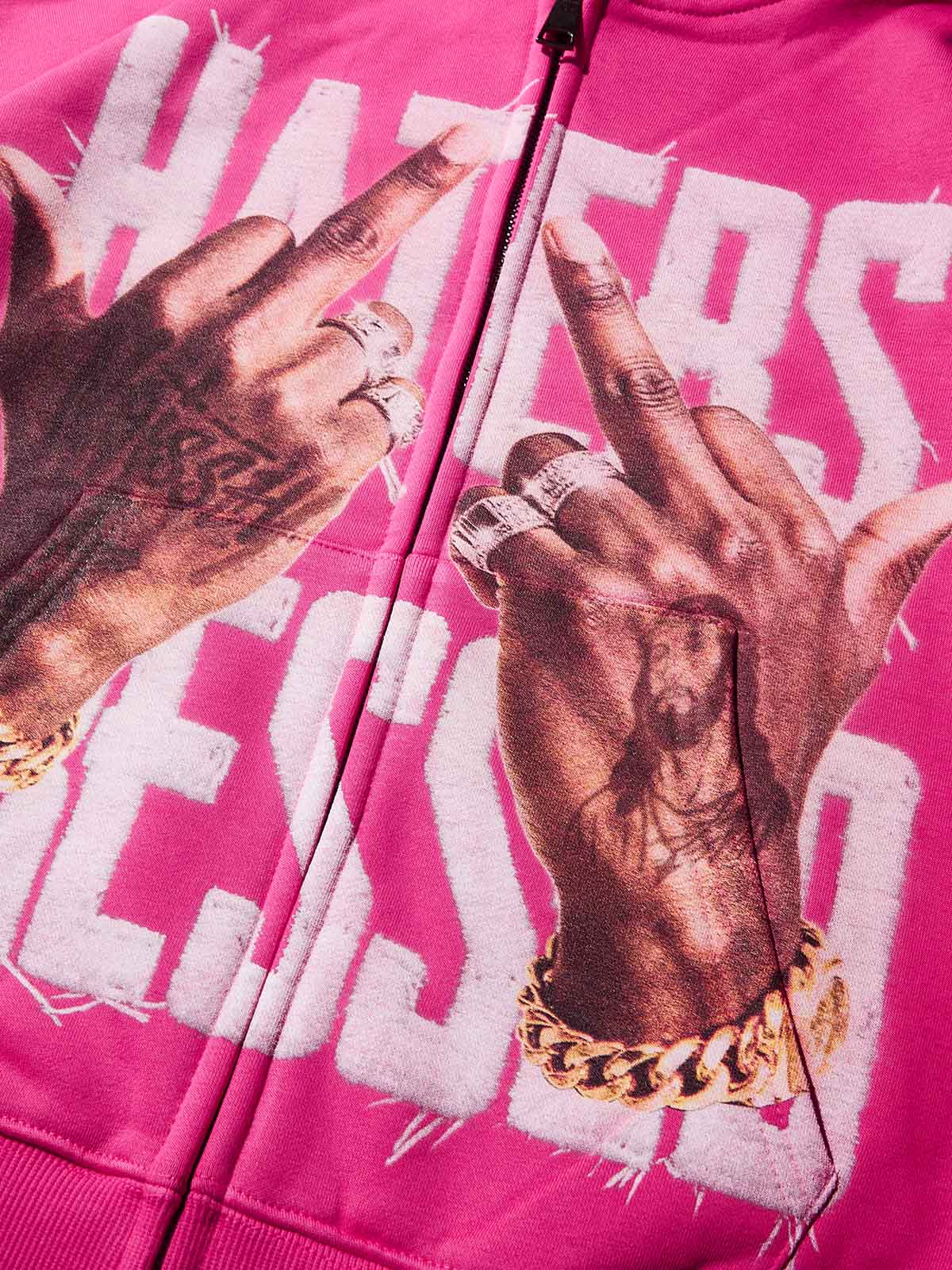 HATERS PRESSED! Pink Warm Printed Hoodie - Image 6