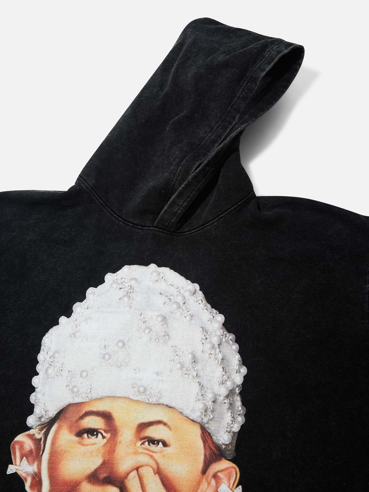 High-Quality Bad Boy Printed 425g Hoodie with Headband Pearl Hat Design - Image 3