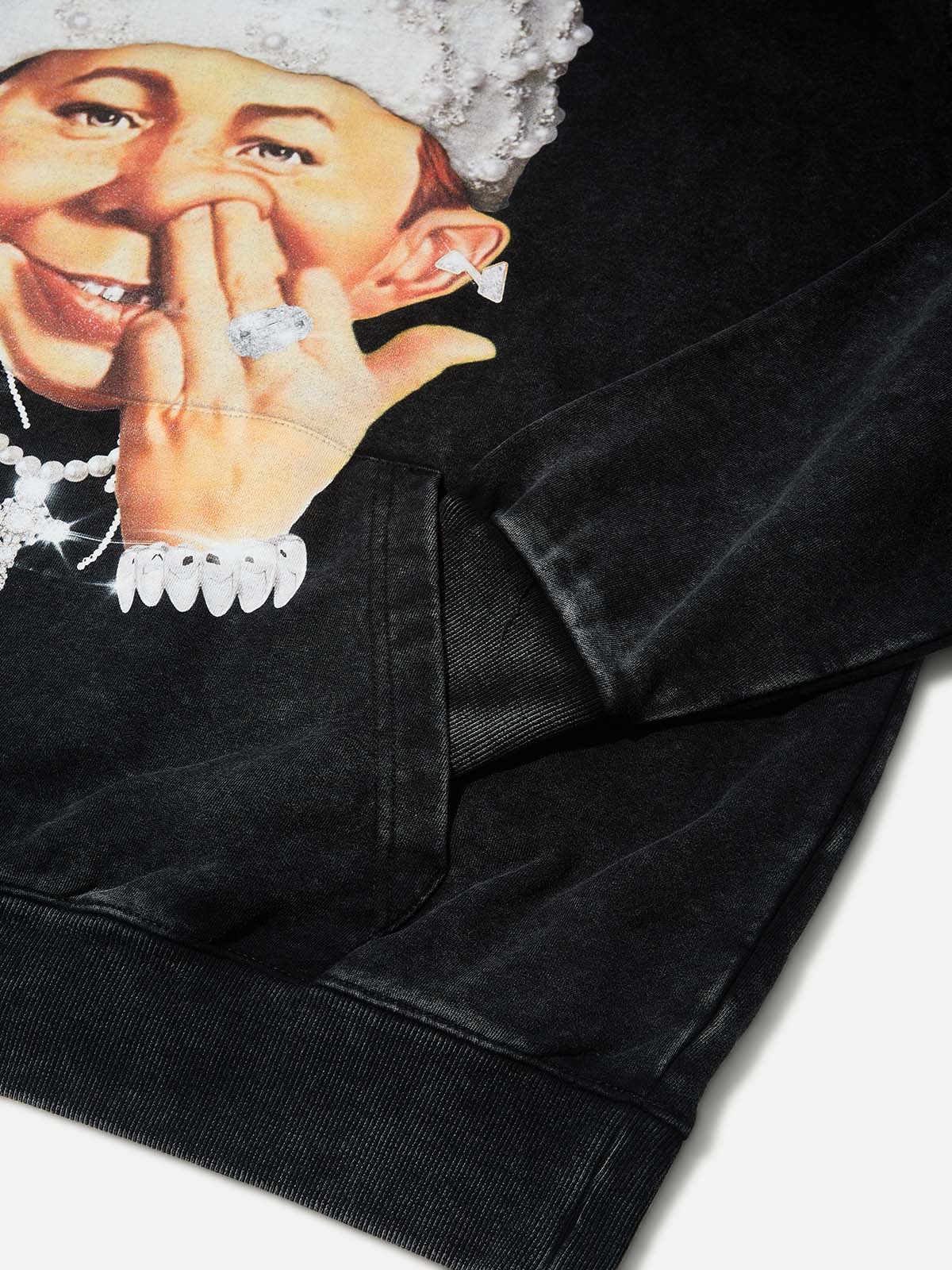 High-Quality Bad Boy Printed 425g Hoodie with Headband Pearl Hat Design - Image 5