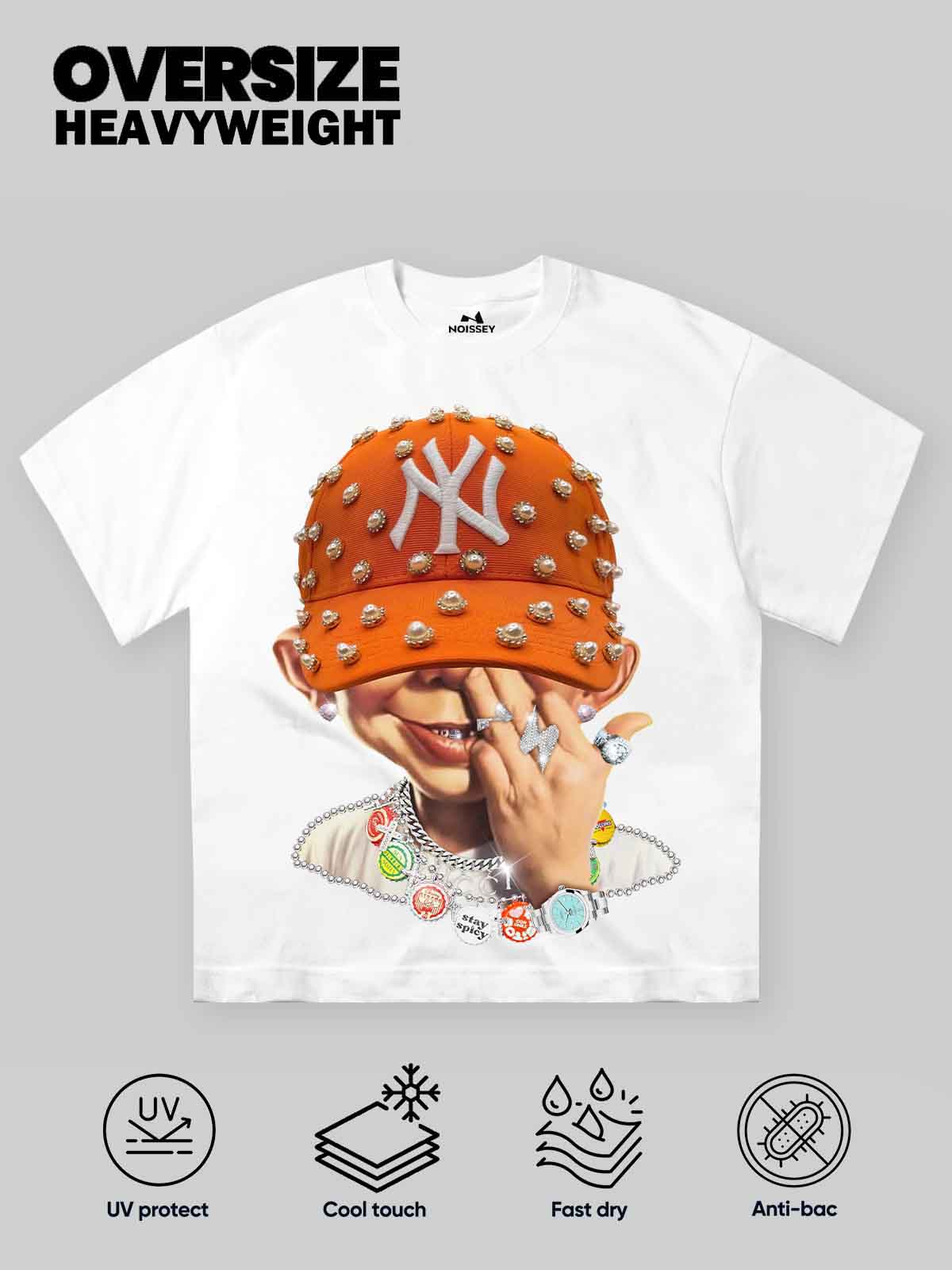 NOISSEY "Bad Boy" Orange Pearl Hat Cooling Boxy Tee - Image 9