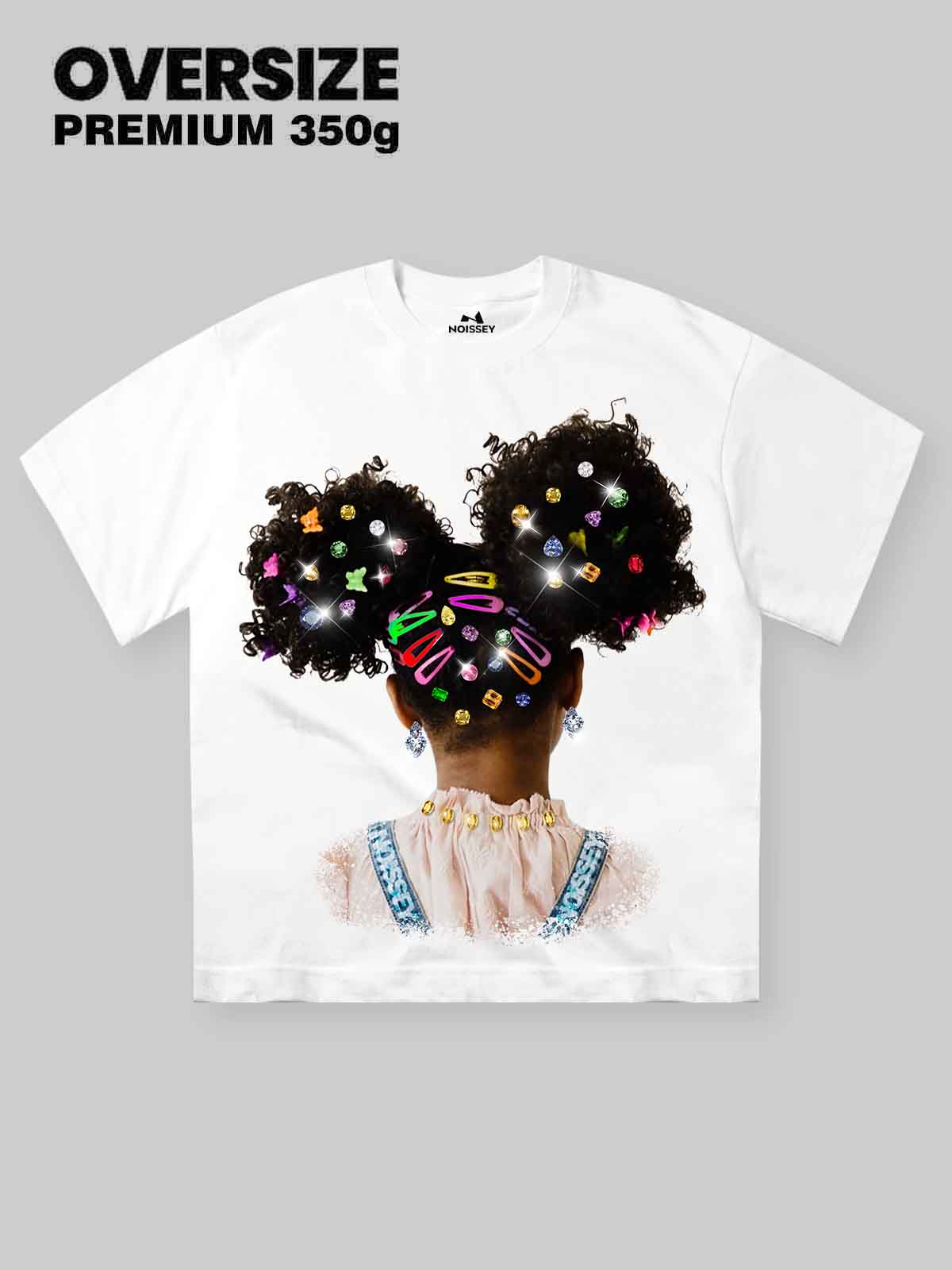 NOISSEY "Afro Puffs" Rhinestone Hairpin Heavyweight Tee (As Seen on Matlock) - Image 6