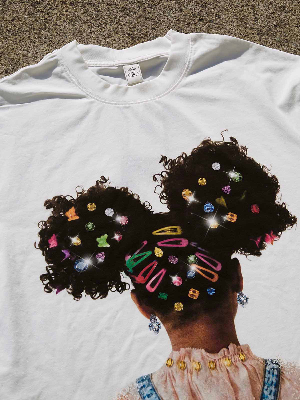 NOISSEY "Afro Puffs" Rhinestone Hairpin Heavyweight Tee (As Seen on Matlock) - Image 7