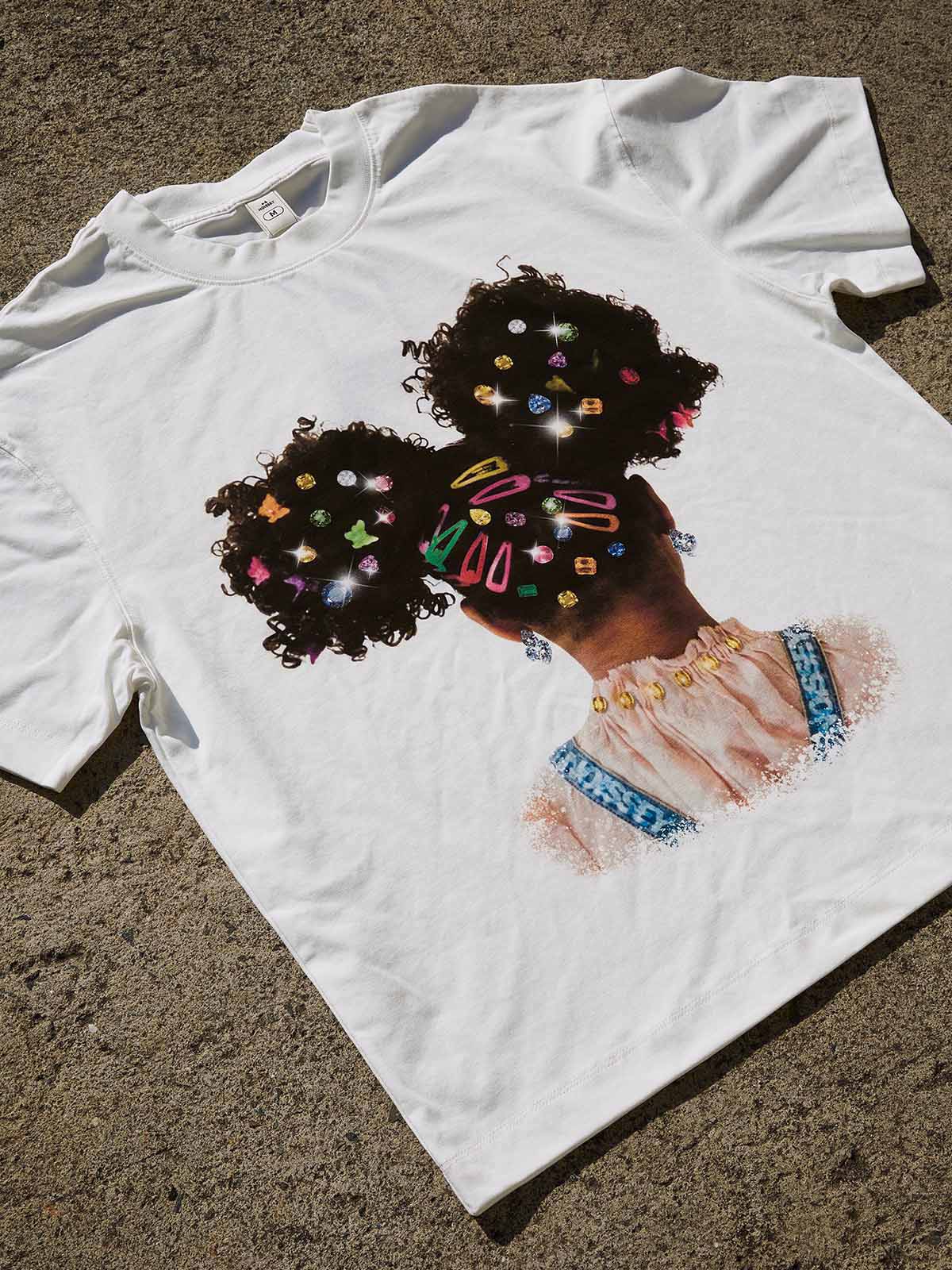 NOISSEY "Afro Puffs" Rhinestone Hairpin Heavyweight Tee (As Seen on Matlock) - Image 8