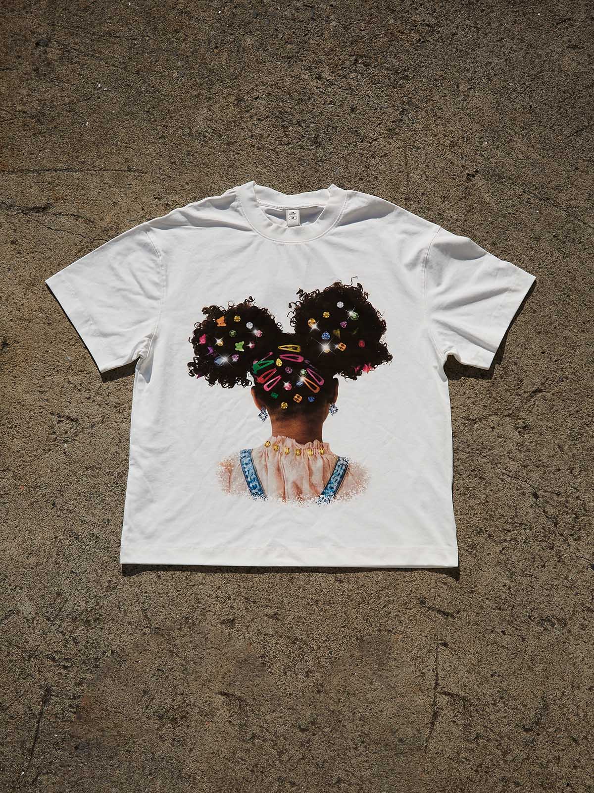 NOISSEY "Afro Puffs" Rhinestone Hairpin Heavyweight Tee (As Seen on Matlock) - Image 9