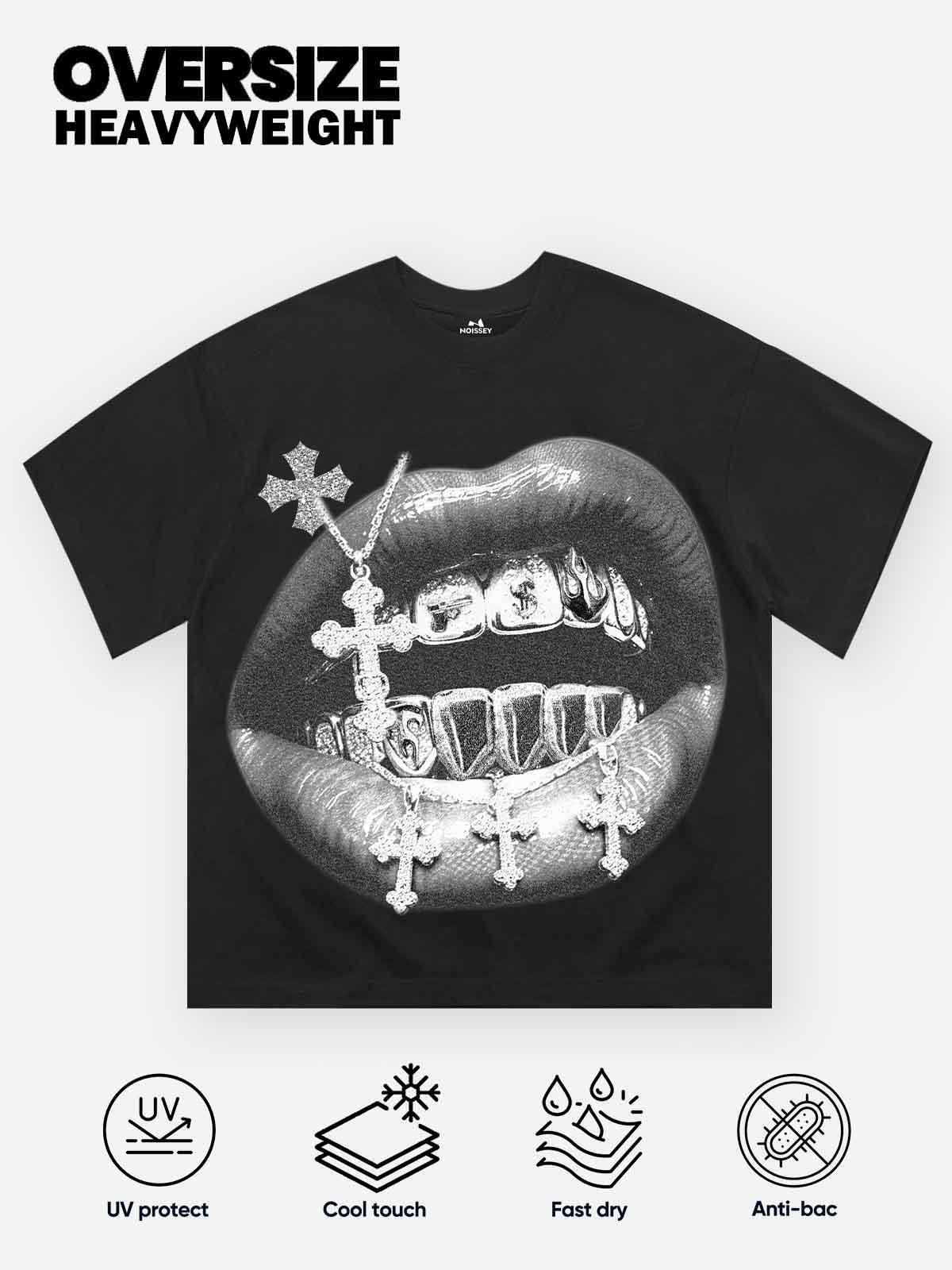 High quality Cross Vintage Grills Black Print 350g T-shirt - Image 2