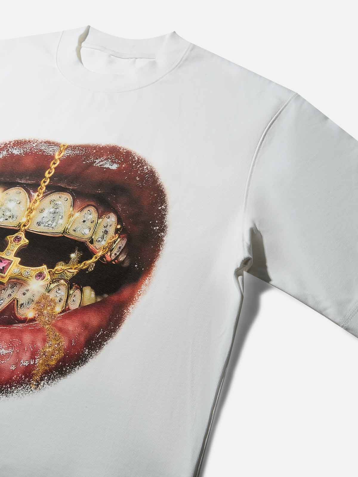 High-Quality Golden Cross Diamond Patch Grills Print heavyweight T-shirt - Image 7