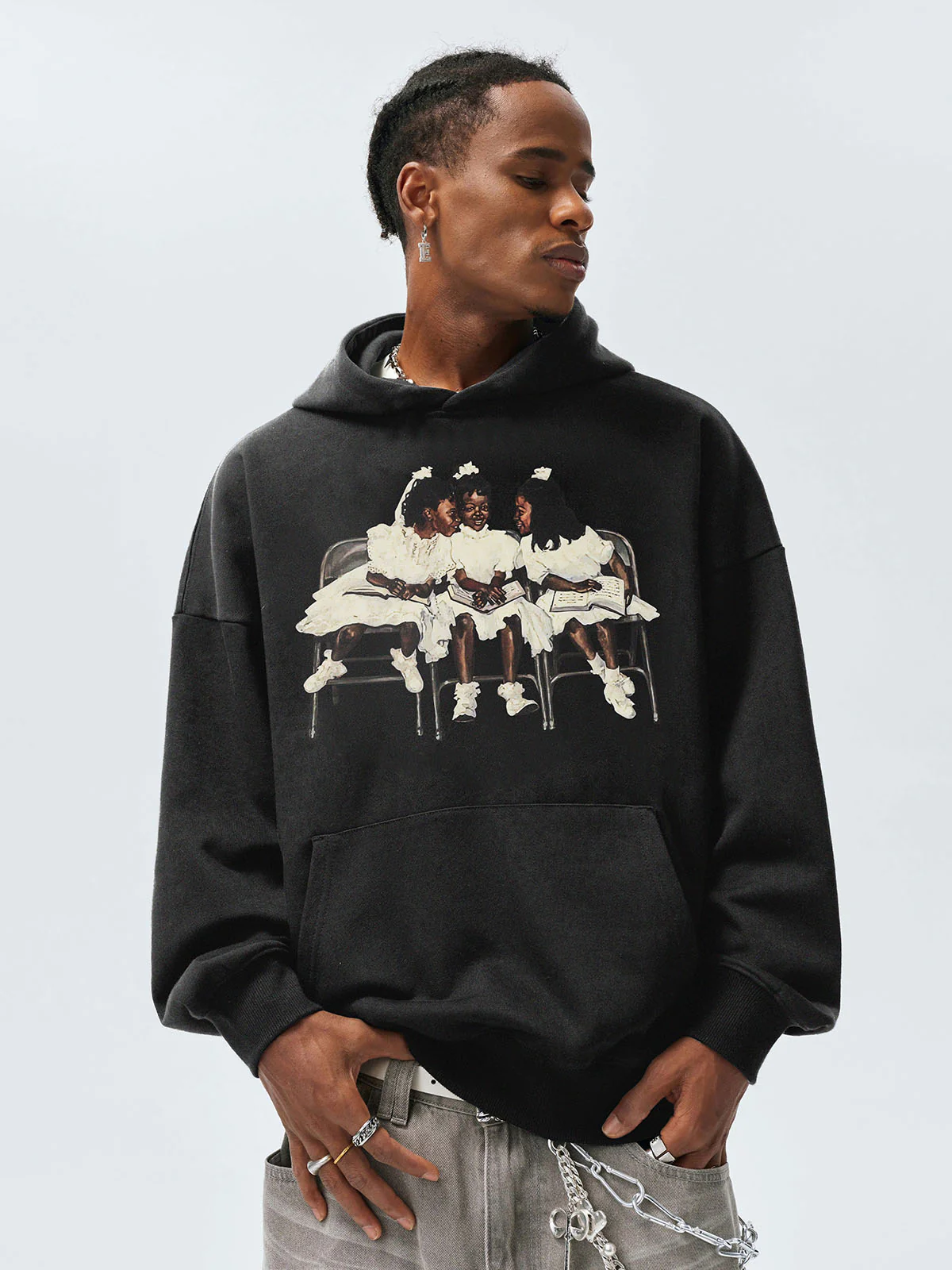 High Quality Laughing Black Girl Print 425g Hoodie - Image 12