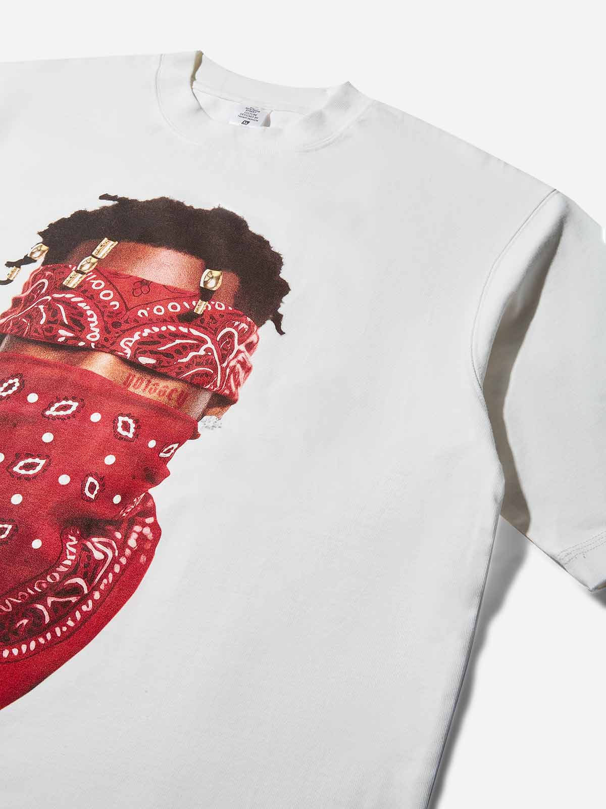 High Quality Red Paisley Bandana Face Mask Print 350g T-shirt - Image 5