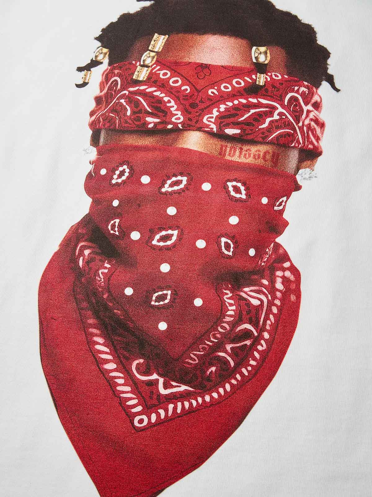 High Quality Red Paisley Bandana Face Mask Print 350g T-shirt - Image 6