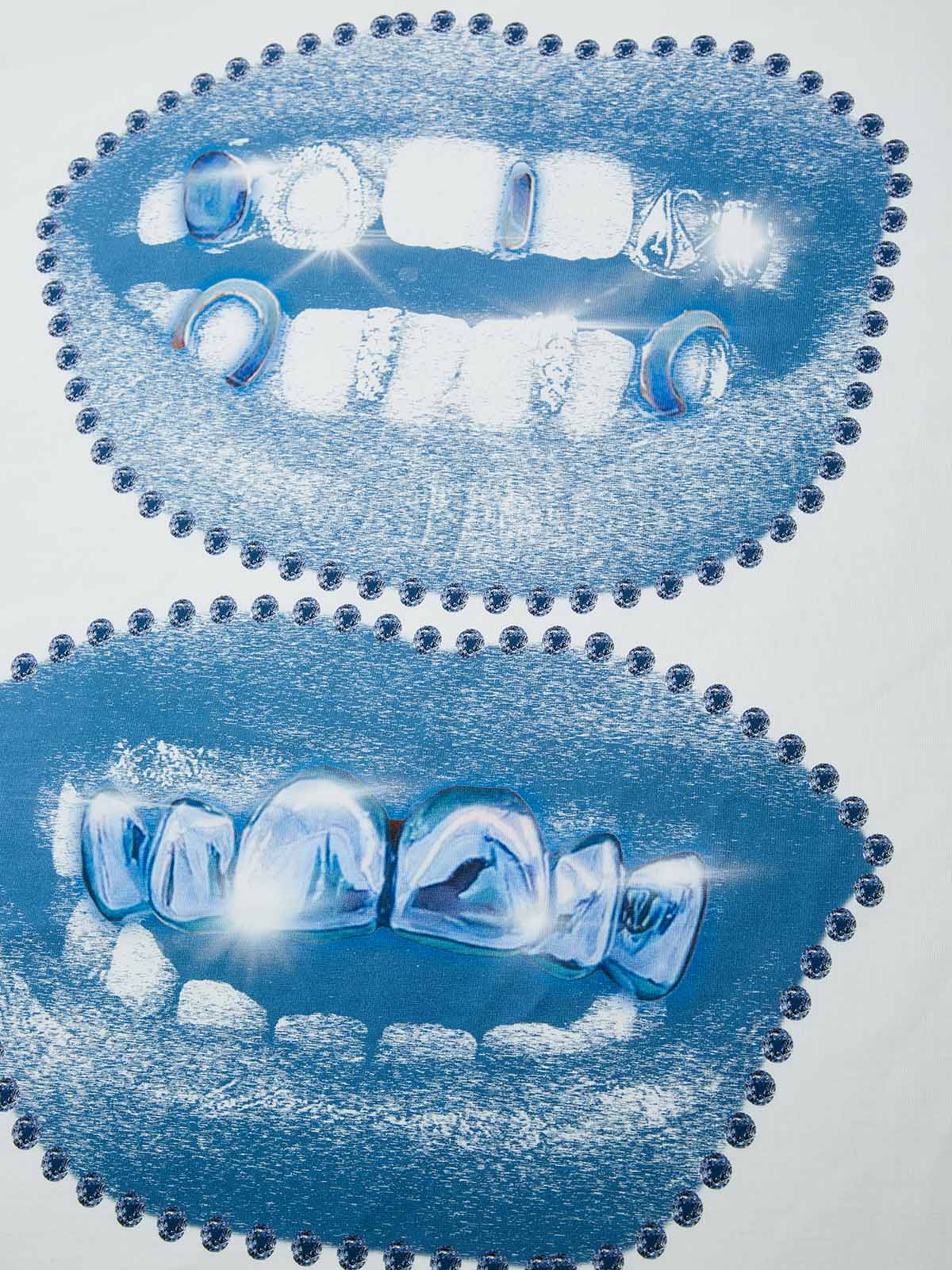 High-Quality Vintage Blue Lips Print 310g T-shirt - Image 5
