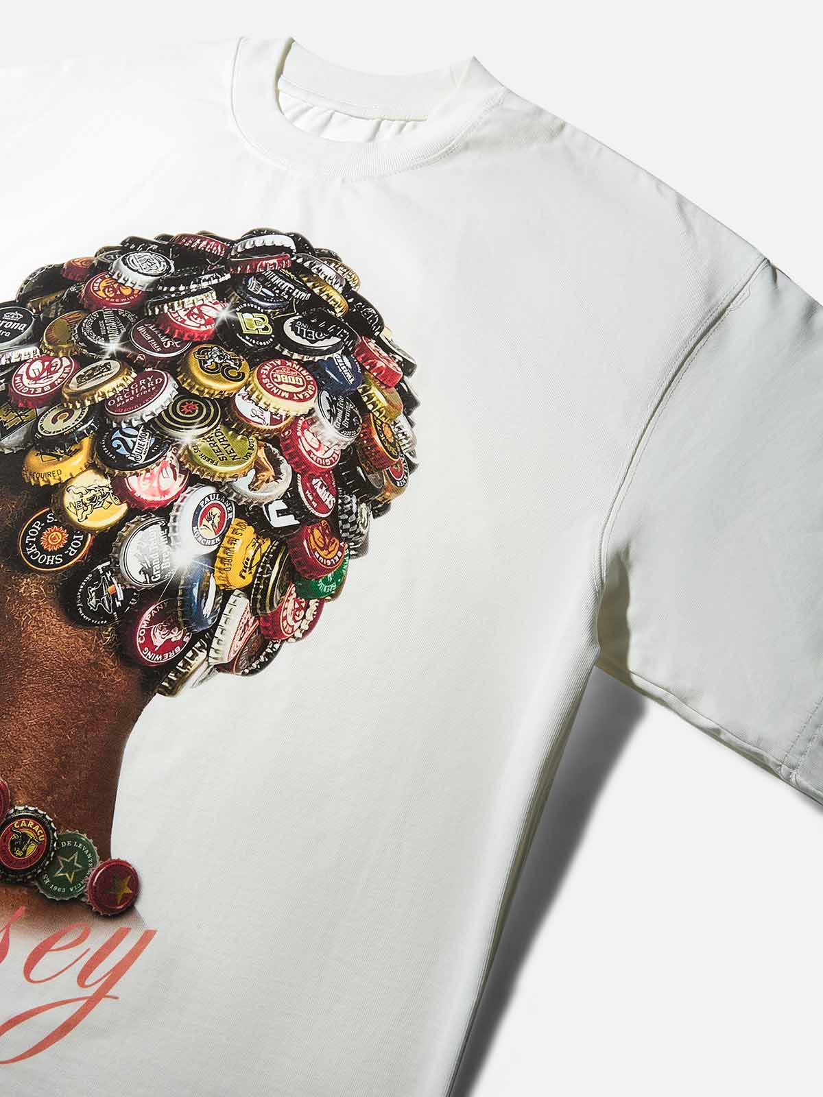 High quality Wild bottle top head print 310g T-shirt - Image 6