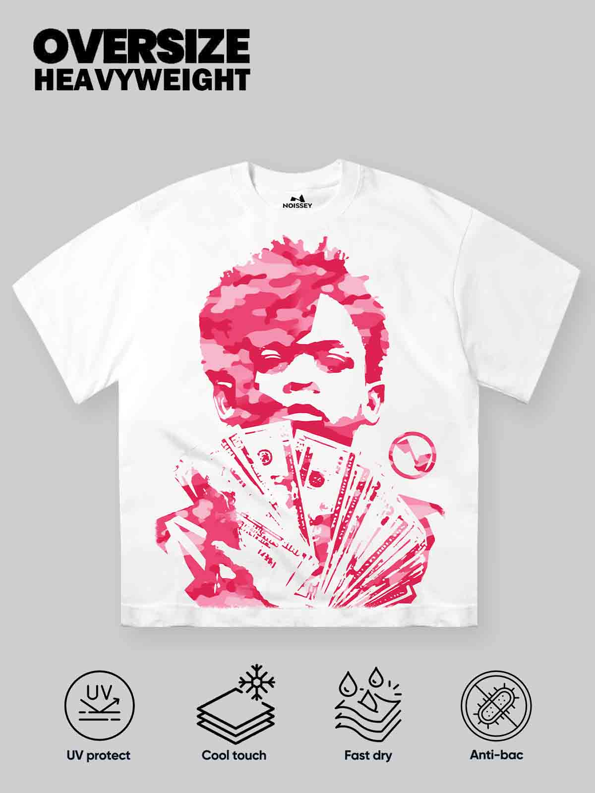 NOISSEY Pink Camo "Money Stack" Portrait Cooling Tee - Image 9