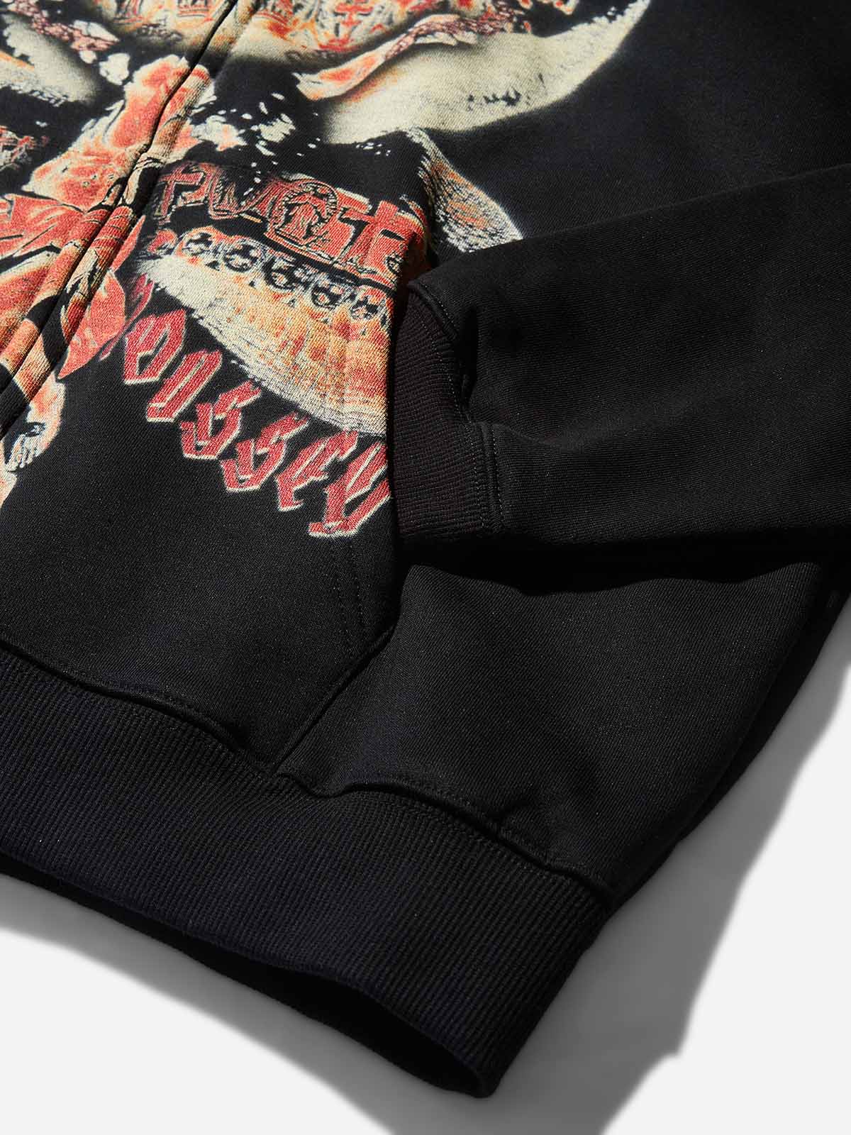 HOLY GRIND Vintage Wash Print Black Hoodie - Image 7
