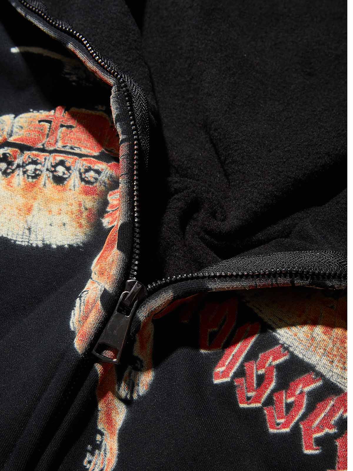 HOLY GRIND Vintage Wash Print Black Hoodie - Image 8