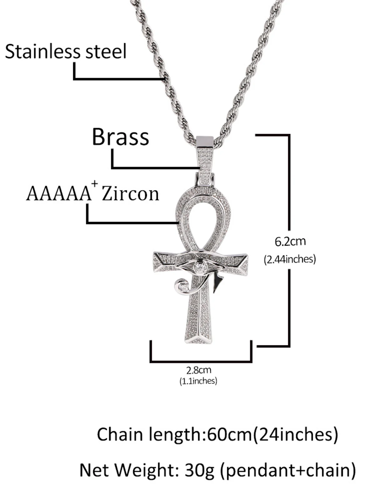 Horus Eye Cross Diamond Necklace - Image 10
