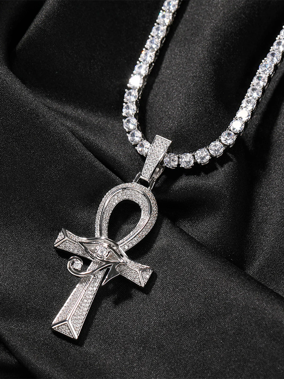 Horus Eye Cross Diamond Necklace - Image 6