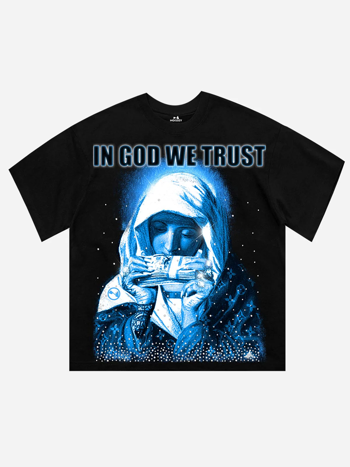 "IN GOD WE TRUST" ARCHIVAL TEE – VINTAGE BLACK OVERSIZED STREETWEAR