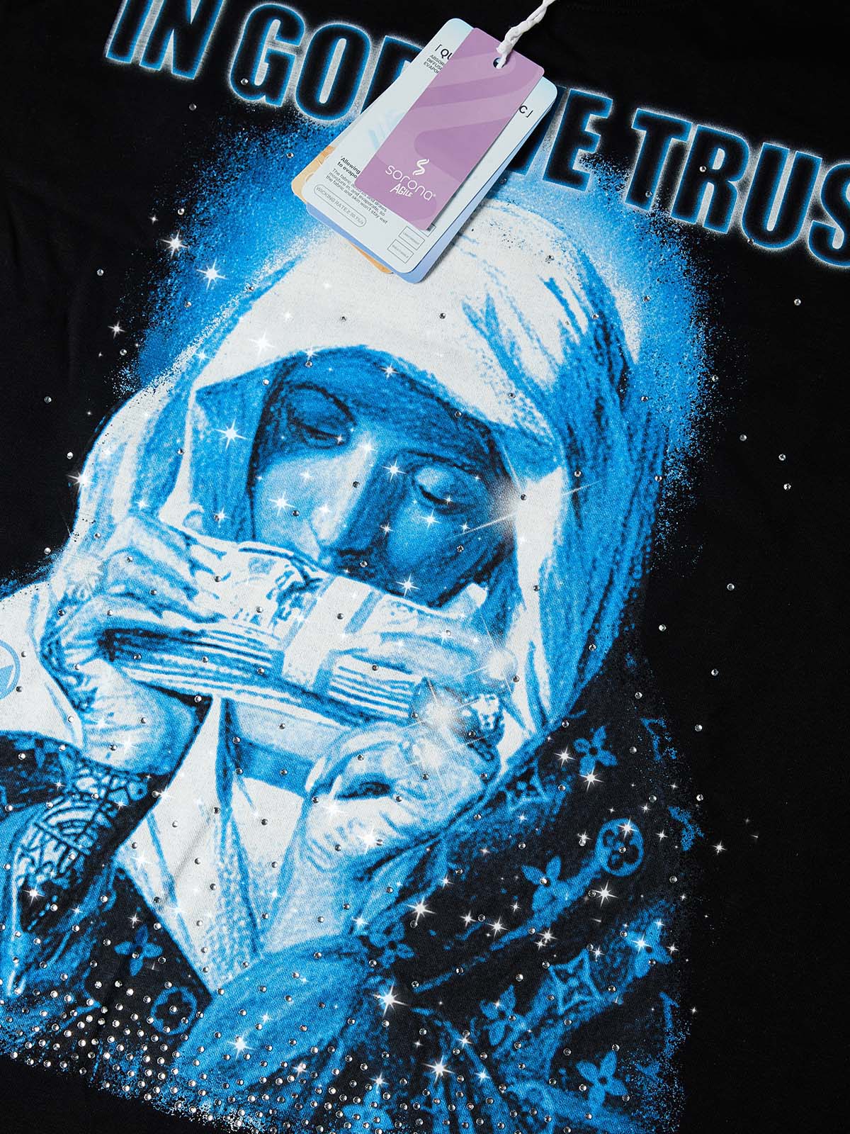 "IN GOD WE TRUST" ARCHIVAL TEE – VINTAGE BLACK OVERSIZED STREETWEAR - Image 2