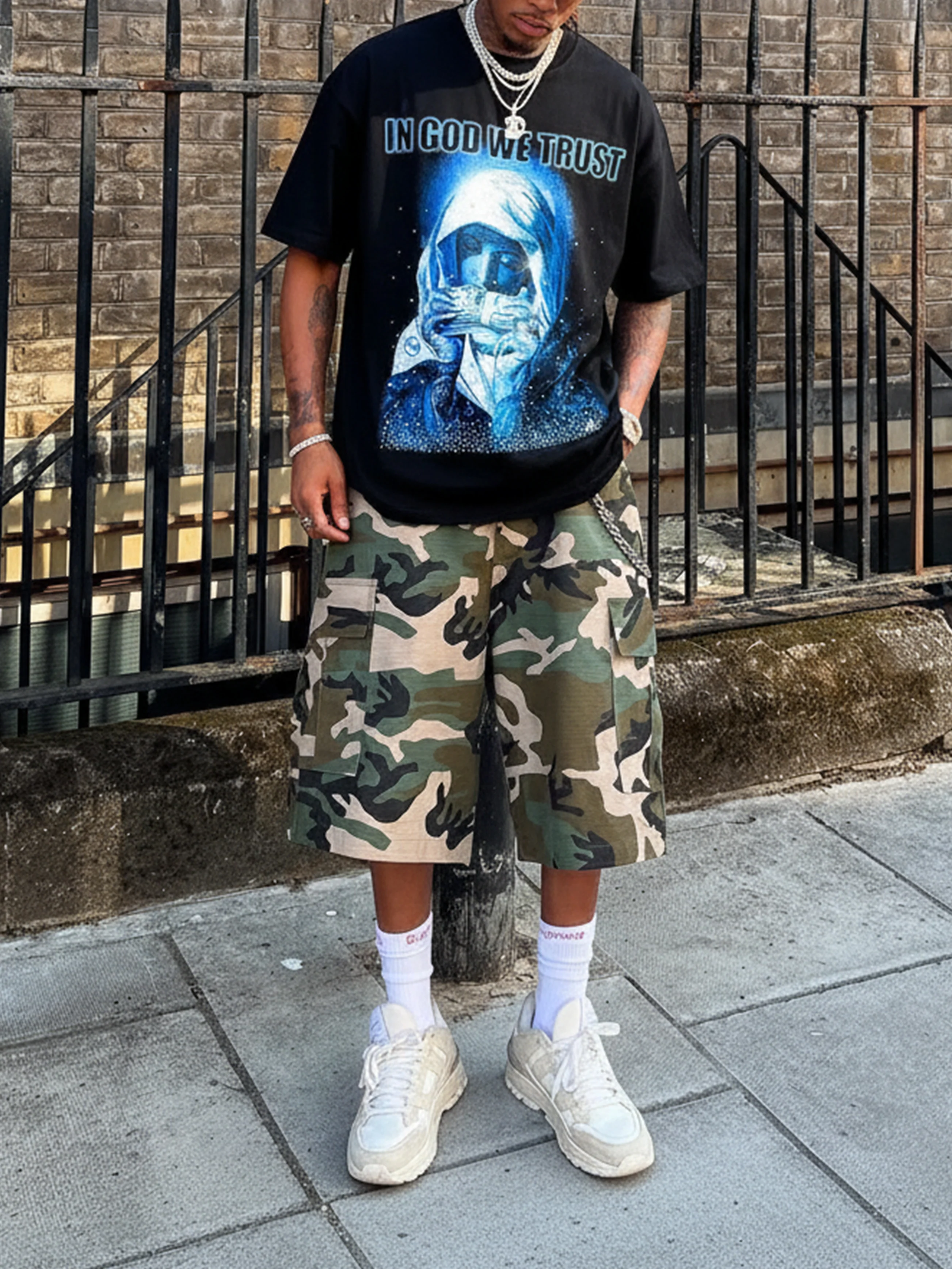 "IN GOD WE TRUST" ARCHIVAL TEE – VINTAGE BLACK OVERSIZED STREETWEAR - Image 3