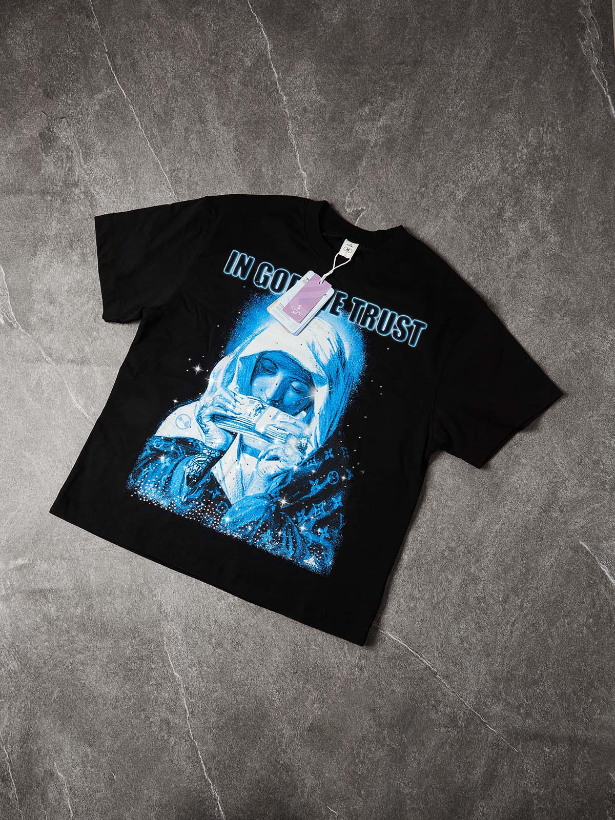 "IN GOD WE TRUST" ARCHIVAL TEE – VINTAGE BLACK OVERSIZED STREETWEAR - Image 6