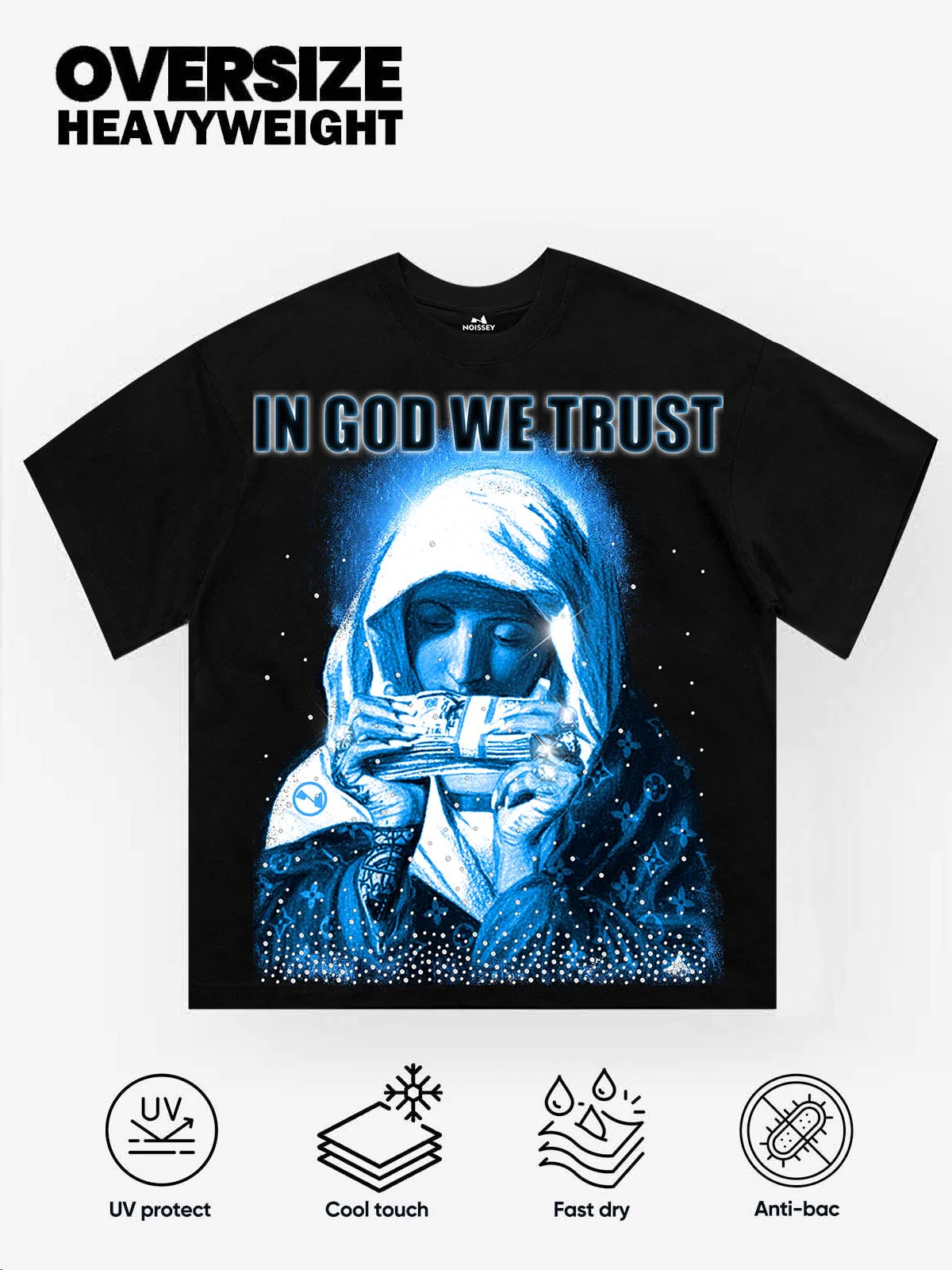 "IN GOD WE TRUST" ARCHIVAL TEE – VINTAGE BLACK OVERSIZED STREETWEAR - Image 9