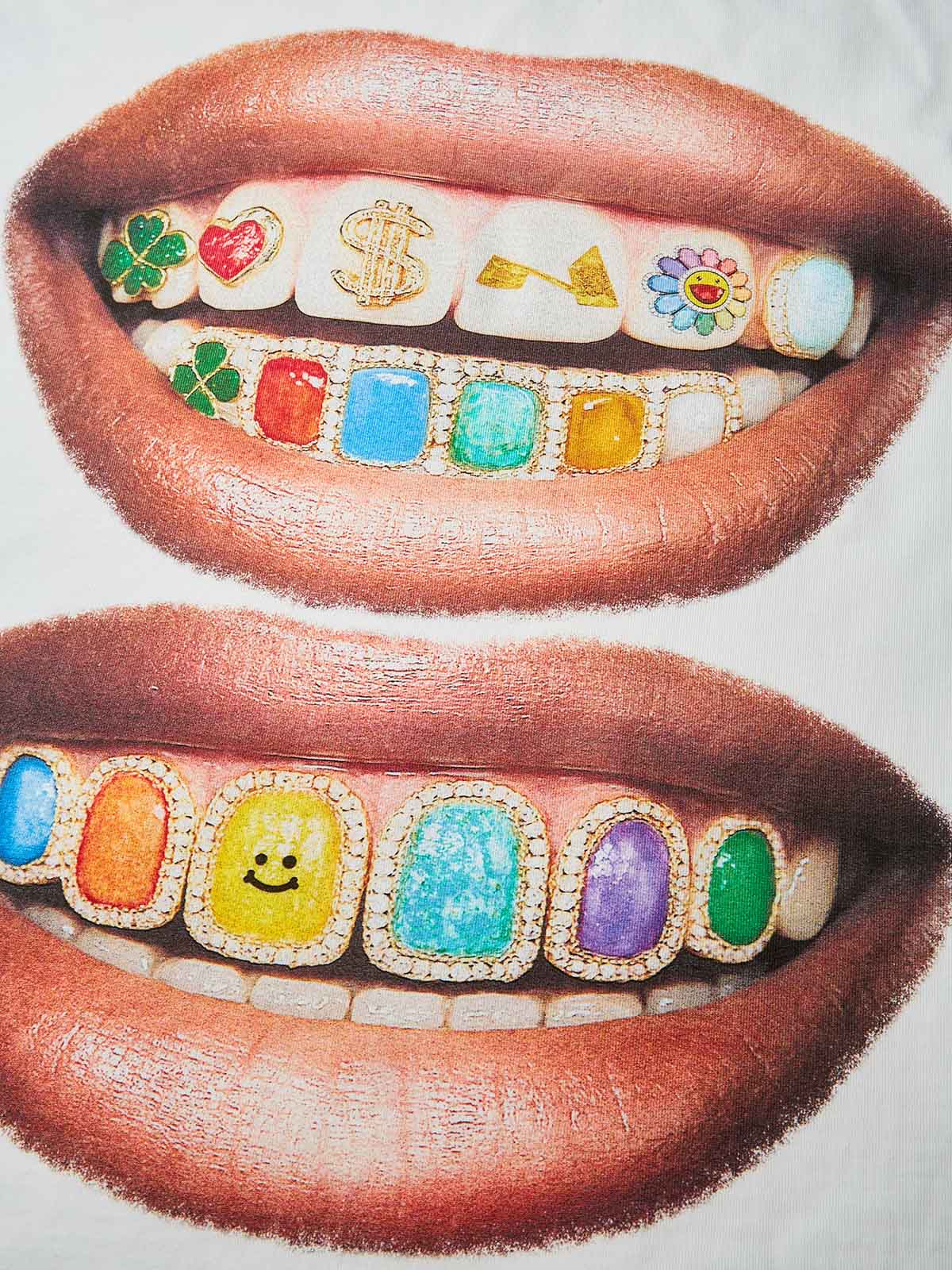 Iridescent Gem Grills Lip Print Boxy oversized T-shirt - Image 7
