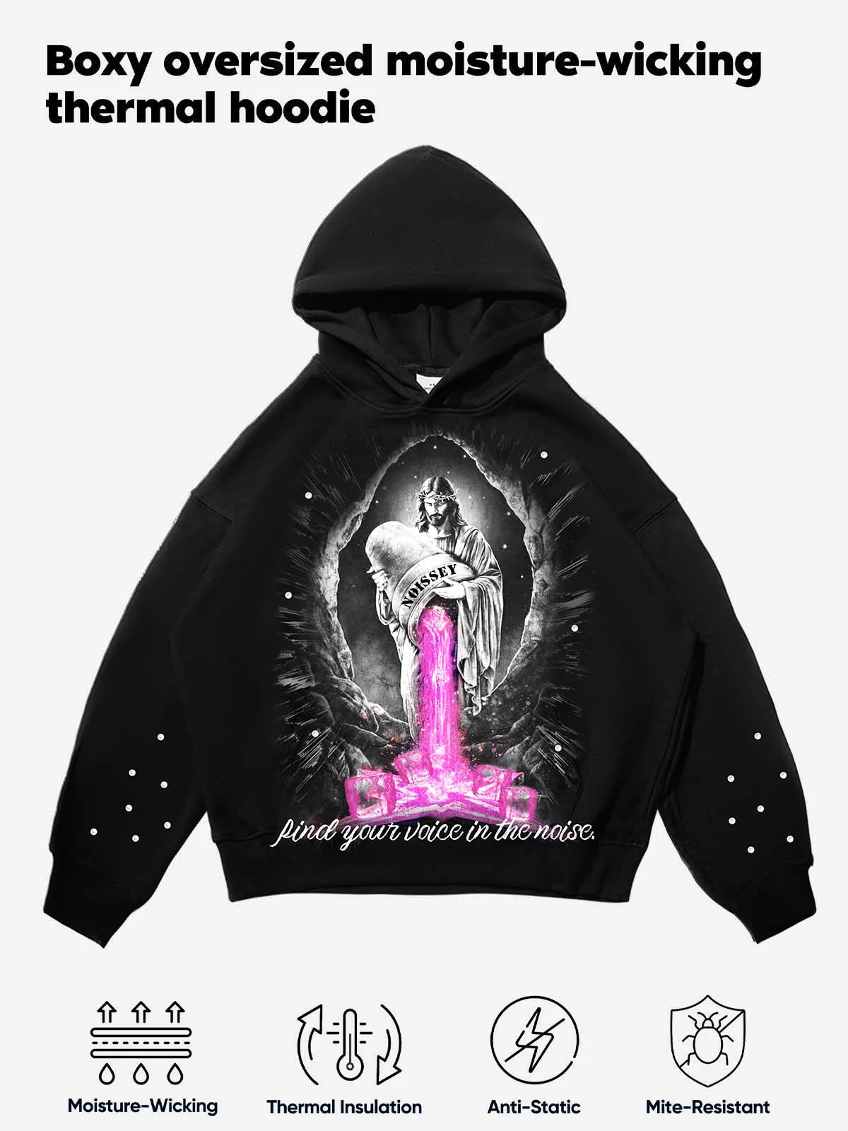 Jesus Pouring Stories Art Print Tech-Fabric Hoodie - Image 3