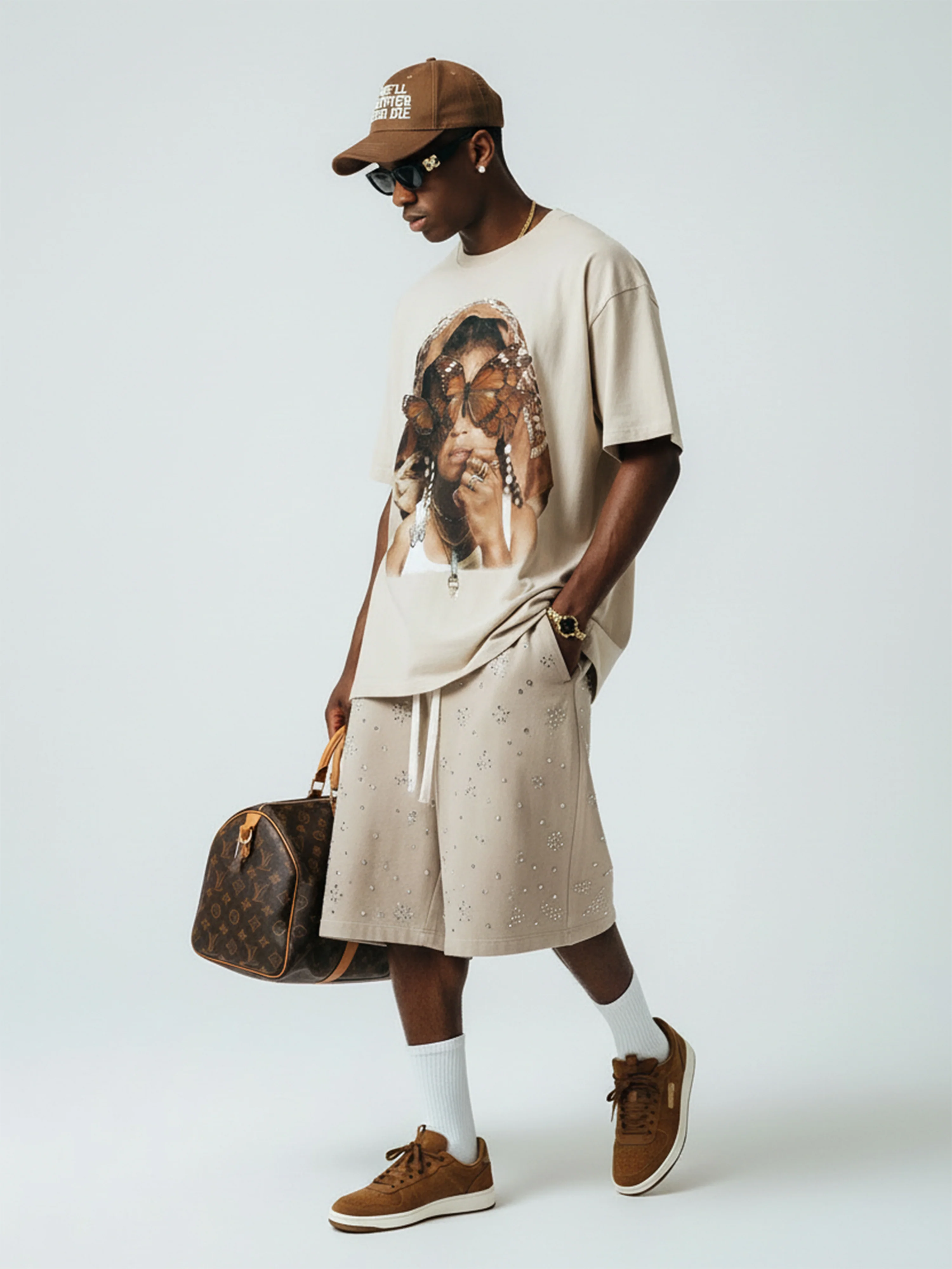 NOISSEY Vintage Wash "Paisley Bandana" Butterfly Portrait Tee - Image 3