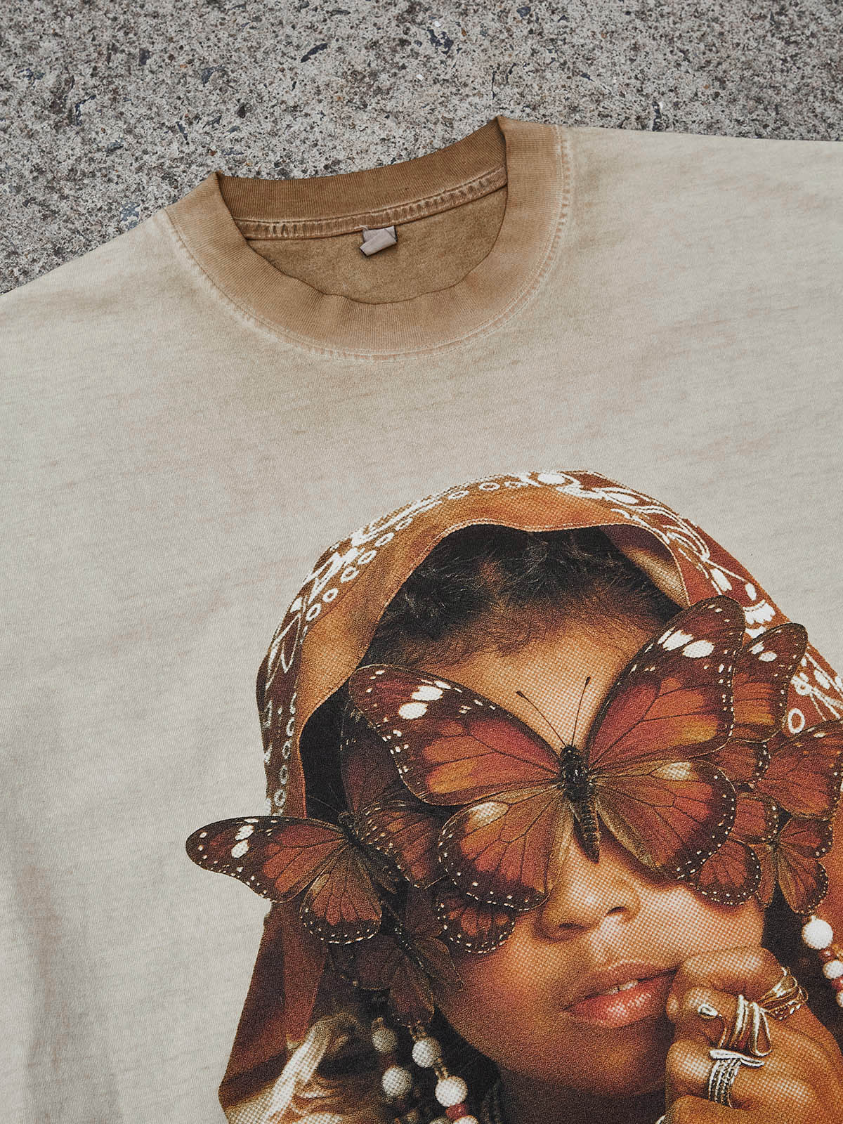 NOISSEY Vintage Wash "Paisley Bandana" Butterfly Portrait Tee - Image 4