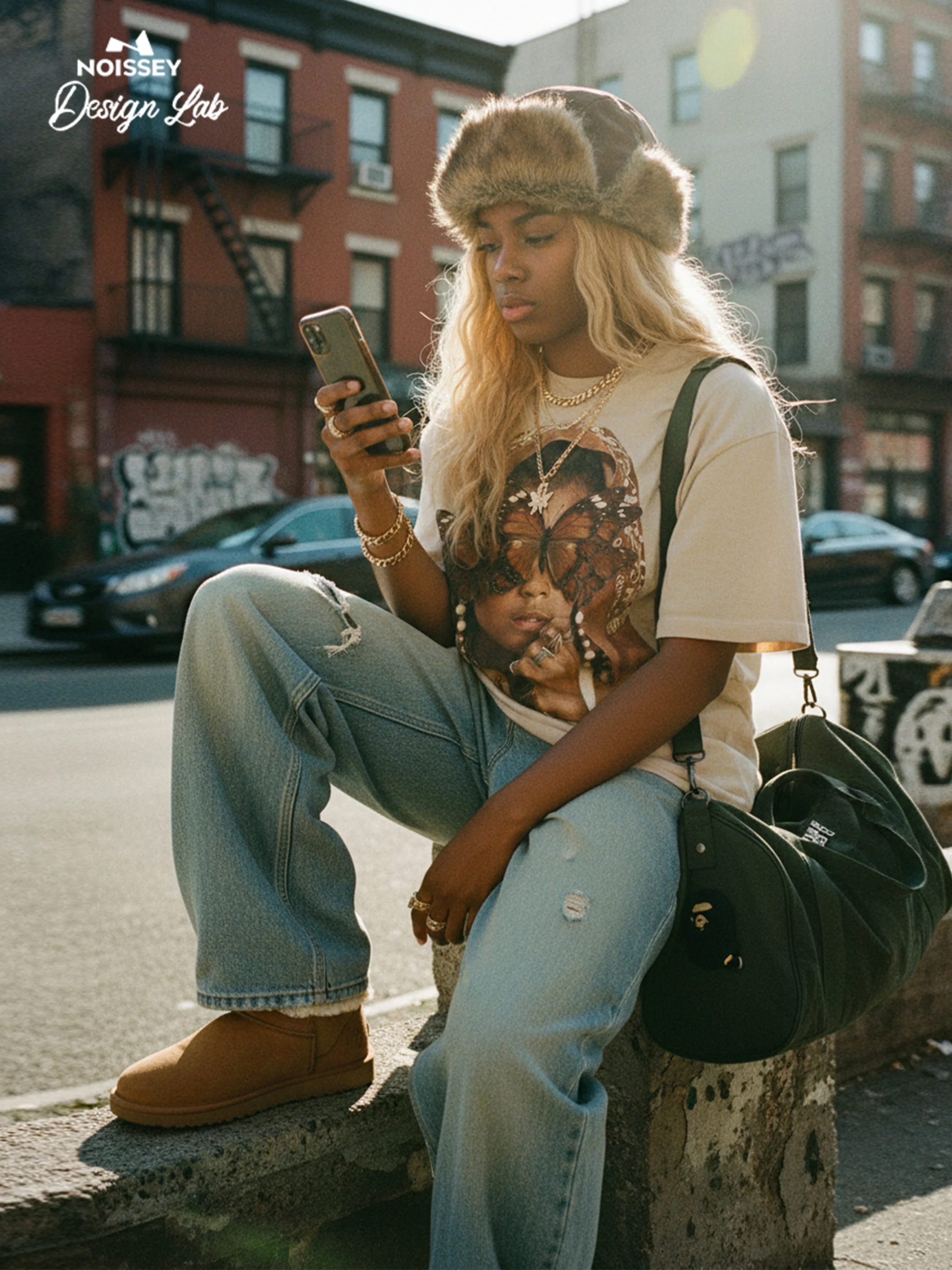 NOISSEY Vintage Wash "Paisley Bandana" Butterfly Portrait Tee - Image 5
