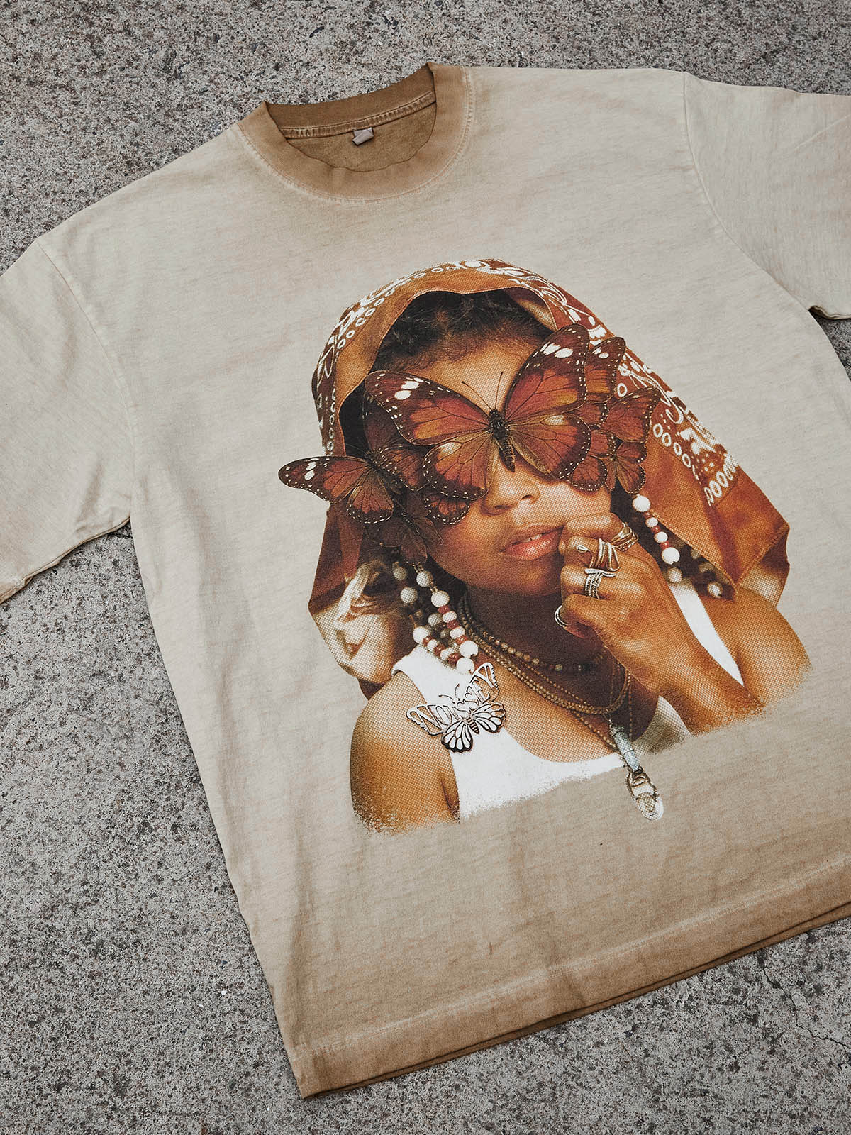 NOISSEY Vintage Wash "Paisley Bandana" Butterfly Portrait Tee - Image 9