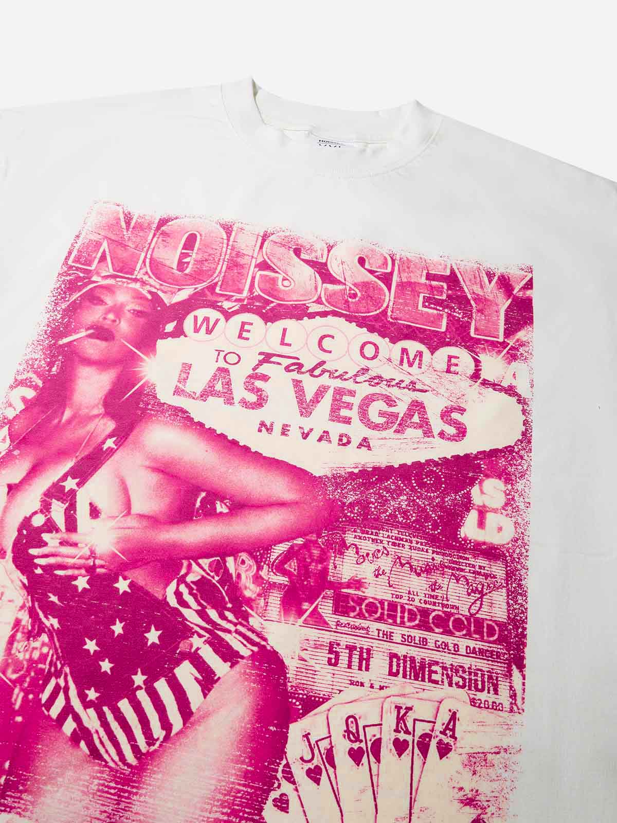 Las Vegas Sexy Lady Pink Silkscreen Monochrome Print T-Shirt - Image 5