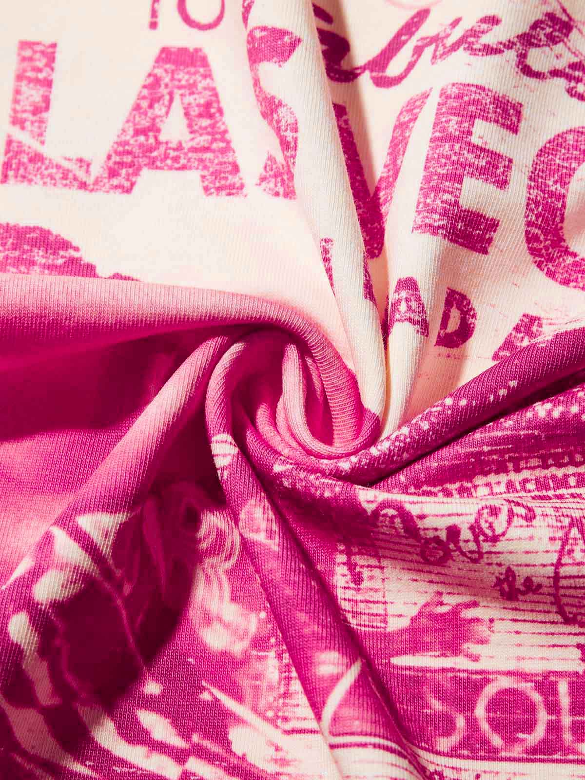 Las Vegas Sexy Lady Pink Silkscreen Monochrome Print T-Shirt - Image 8