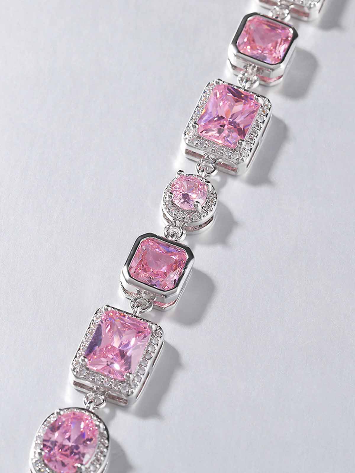 Light - Luxury Geometric Pink Gemstone Simple and Sweet Bracelet - Image 5