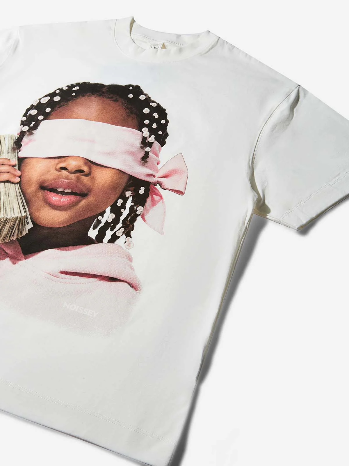 Little Girl with Pink Headscarf and Her Money Print T-shirt - Image 9