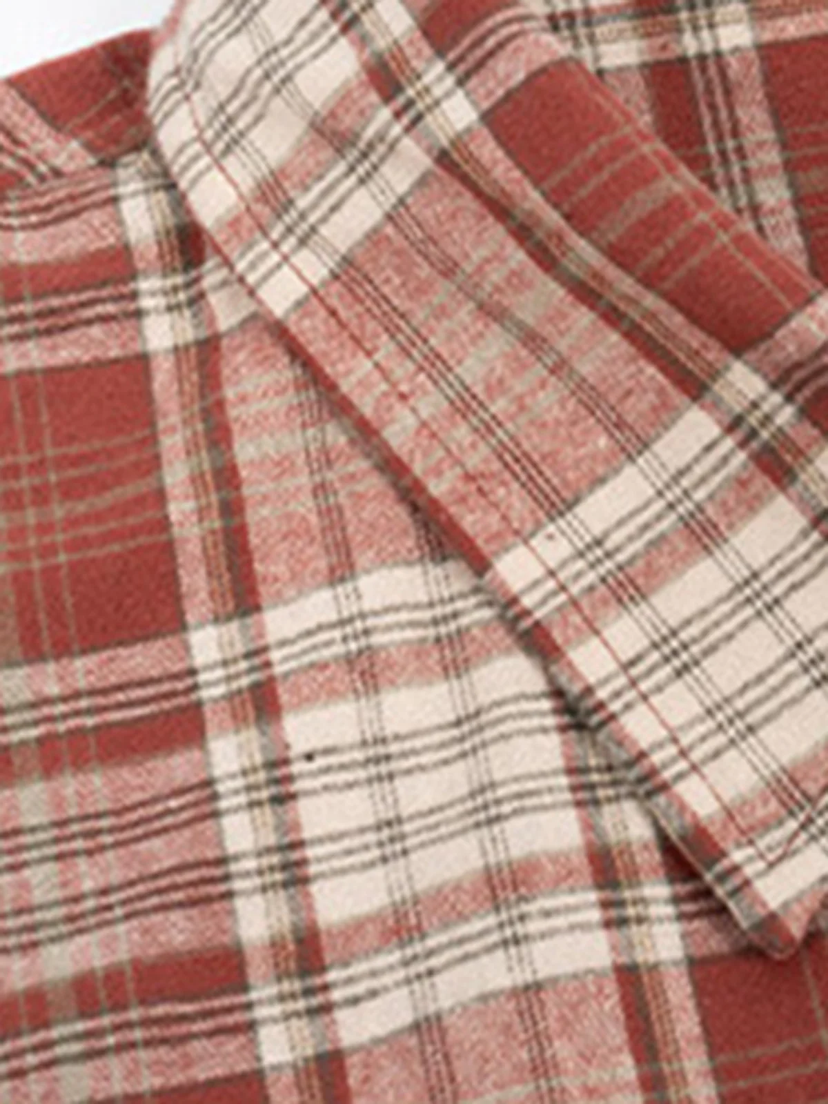 Loose-fit Popular Short Checkered Shirt - Image 3